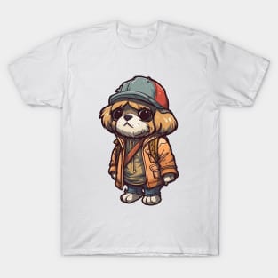 A cute dog wearing street fashion T-Shirt